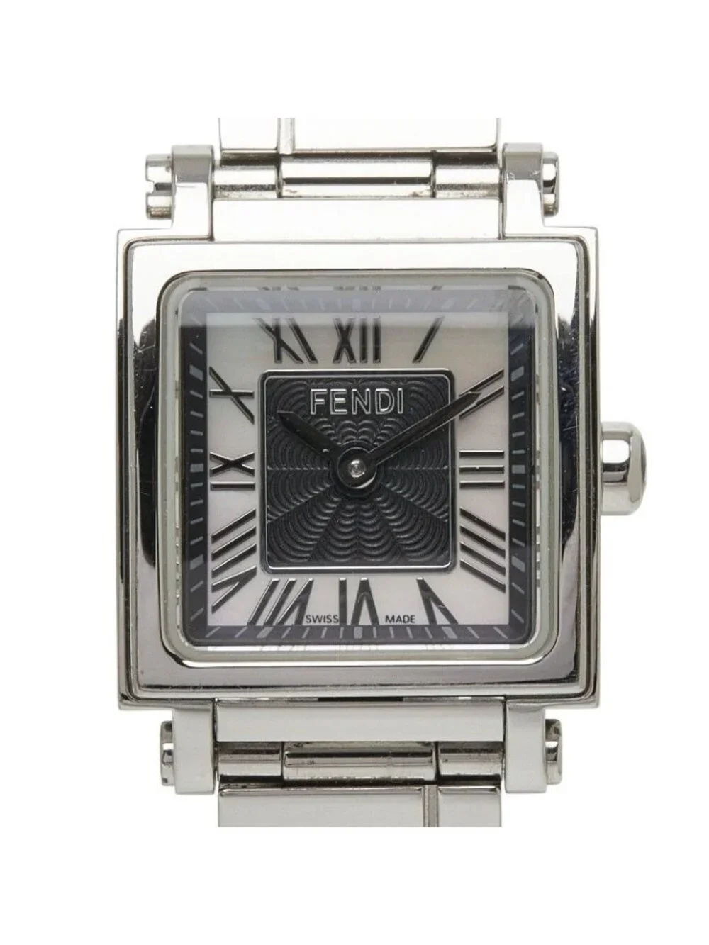 Fendi Quadro Mini Watch White Black Silver Stainless Steel